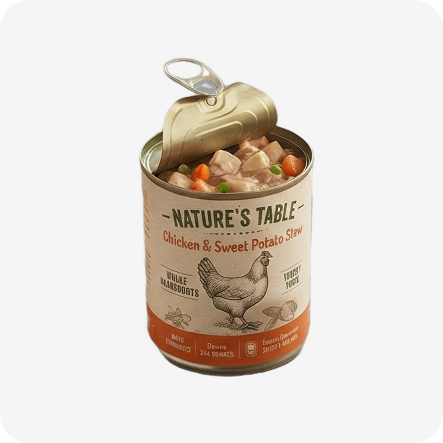 NATURE\'S TABLE 自然餐桌｜鮮嫩雞肉與甜薯慢燉原塊犬用主食罐 (395g)